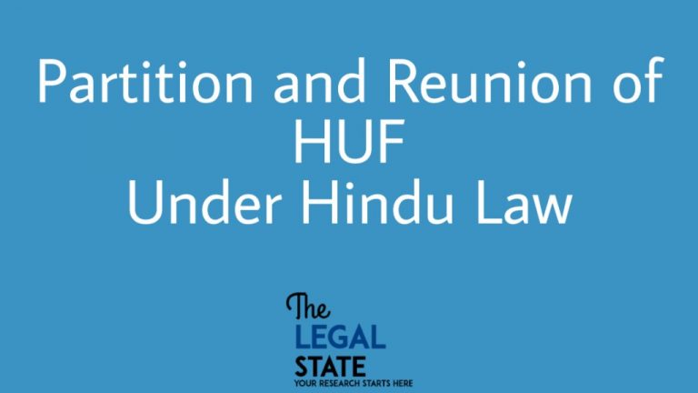 Partition and reunion of HUF Under Hindu Law 