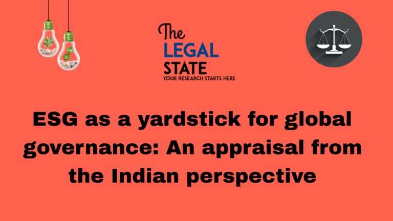 ESG as a yardstick for global governance: An appraisal from the Indian perspective